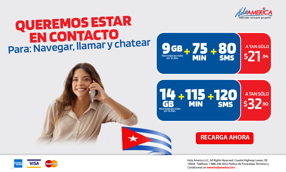 RECARGA TRIPLE SALDO CUBA HOLA AMERICA PROMO CUBACEL BALANCE PRINCIPAL HABANA PLANES COMBINADOS