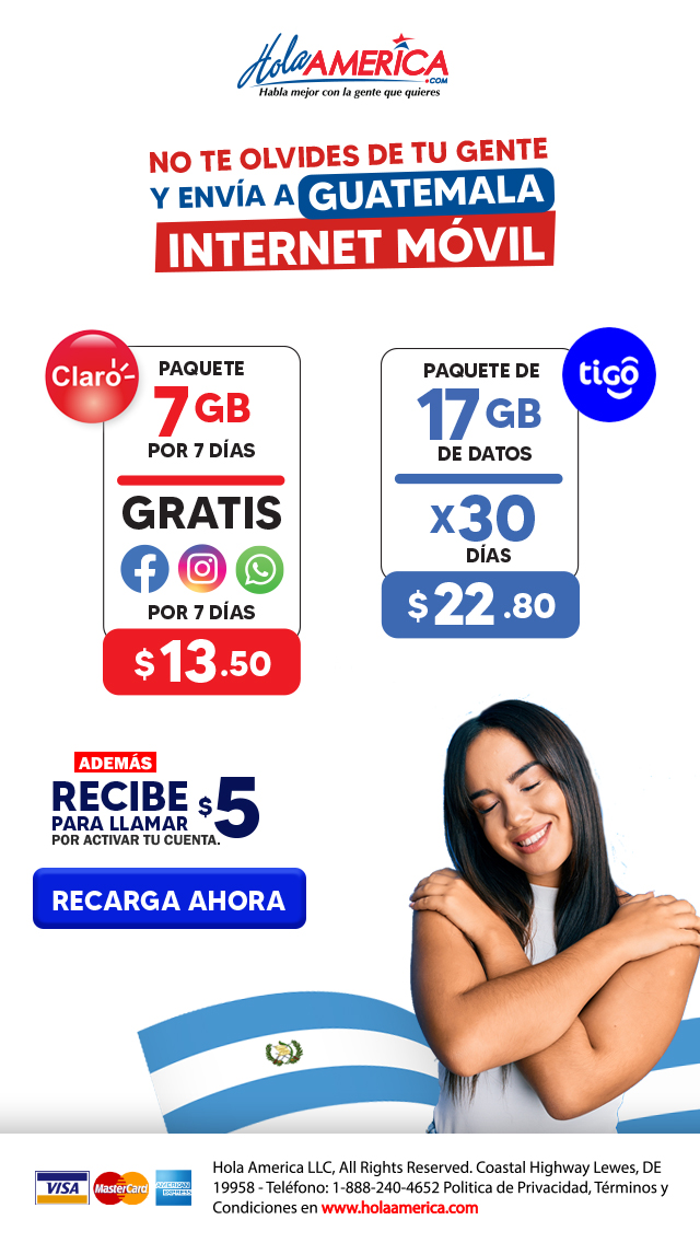 RECARGA INTERNET GUATEMALA CLARO MOVISTAR TIGO HOLA AMERICA PROMO