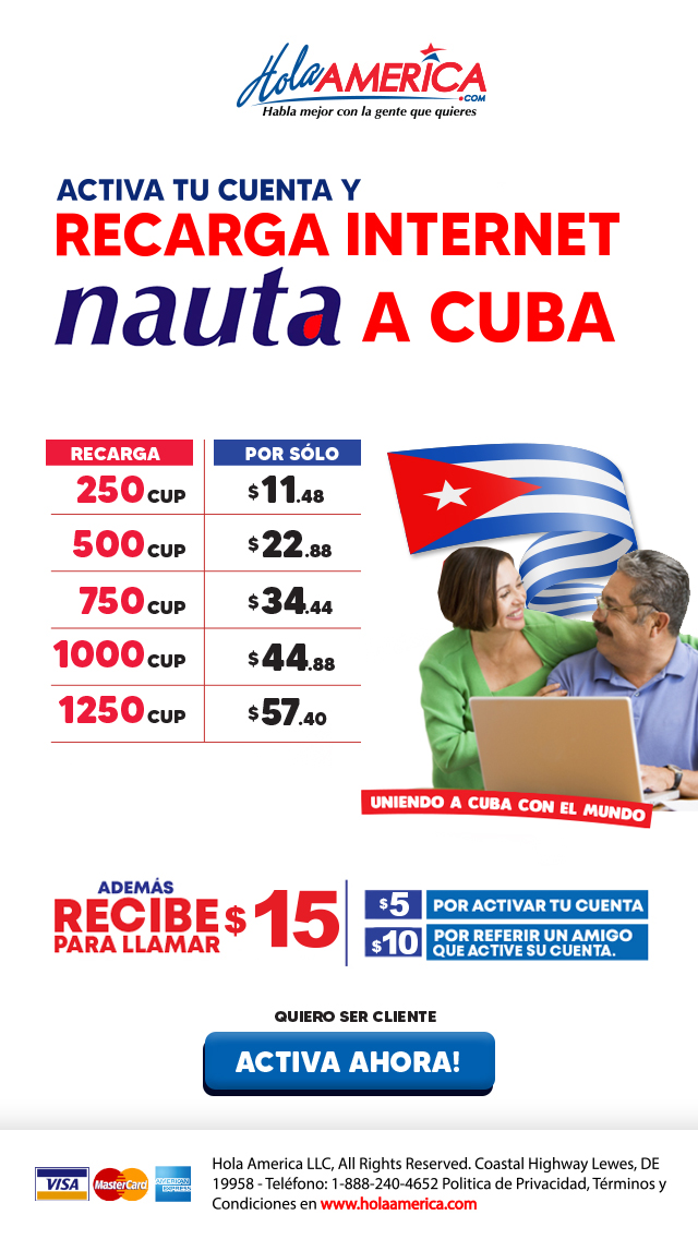 INTERNET NAUTA CUBA HOLA AMERICA